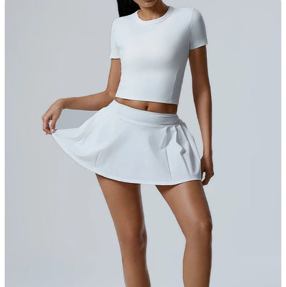 Sport Top & High Waist Skirt Shorts