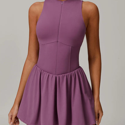 Zipper Sleeveless Bodysuit Skirt Jumpsuit