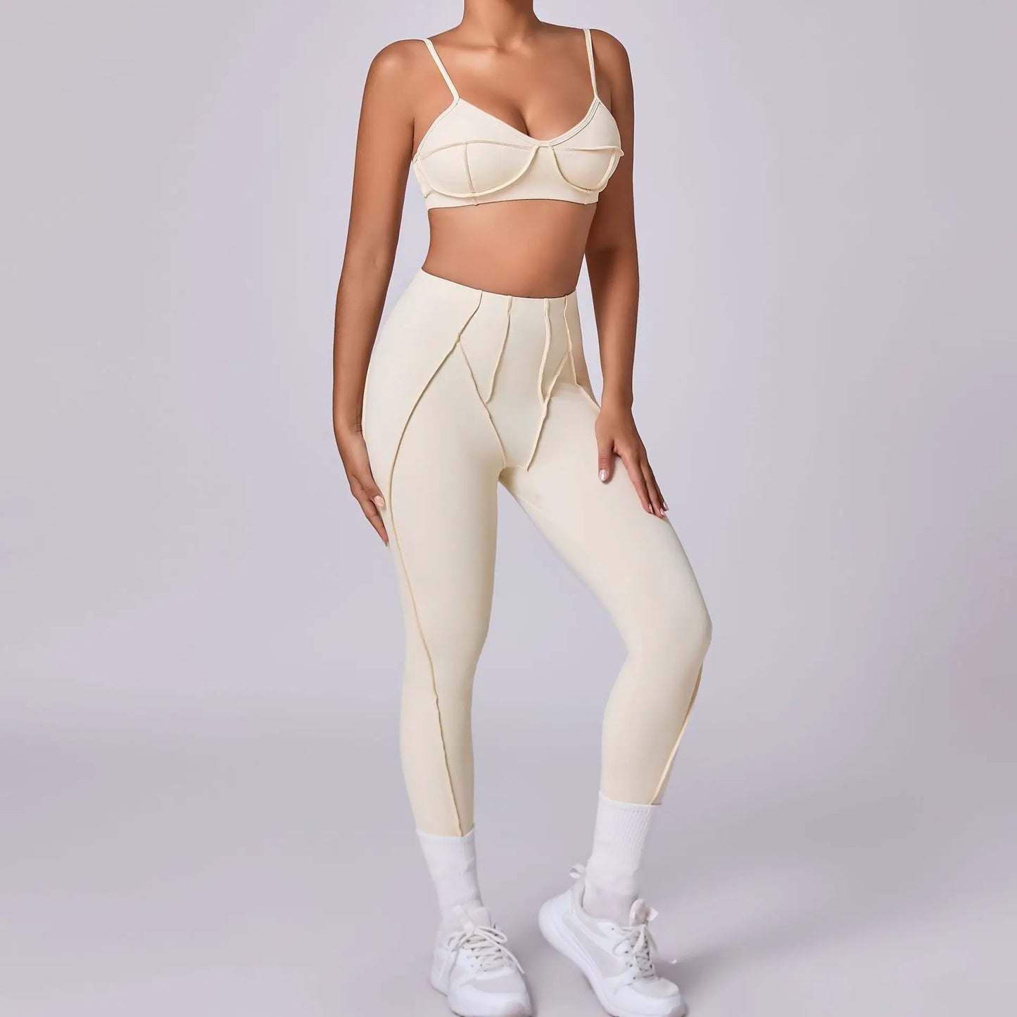 Curve-Enhancing Yoga Set with Push-Up Bra & Flexible Leggings