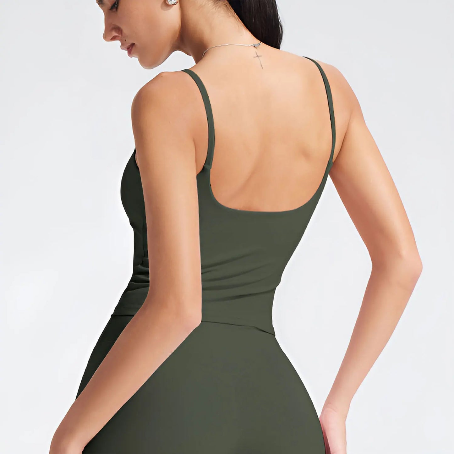 Square-Neck Cardio Tank With Built-In Bra