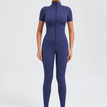 Short sleeves Full body Jumpsuit with Zipper