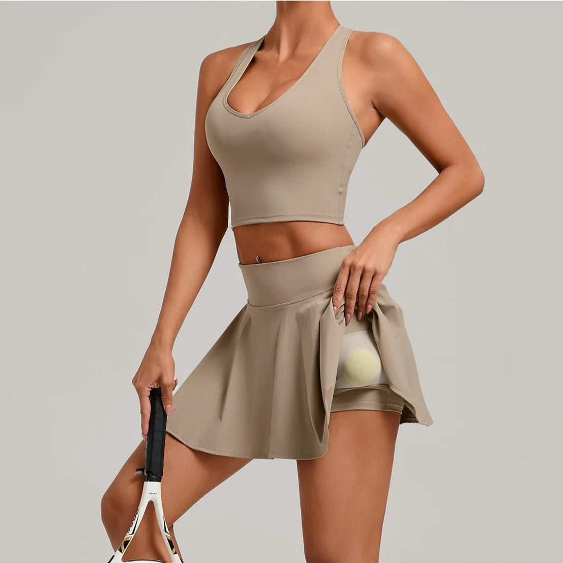 High Waist Tennis Skirt with Pockets