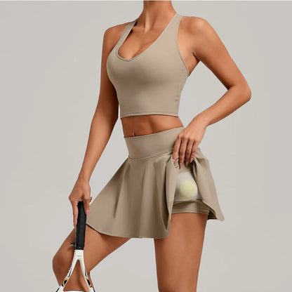 High Waist Tennis Skirt with Pockets