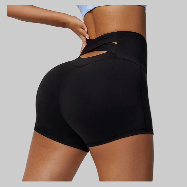 Cross back High Waist Yoga Shorts