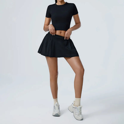 Sport Top & High Waist Skirt Shorts