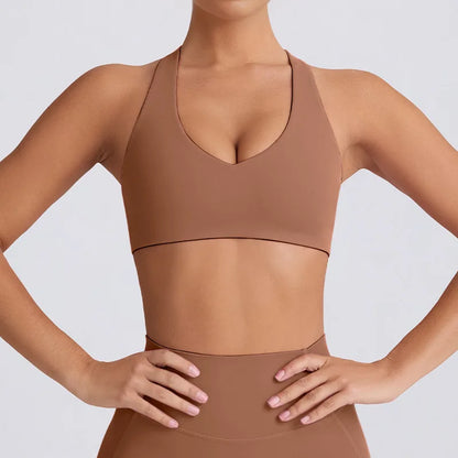 Strappy Bra & Seamless Shorts Yoga Set