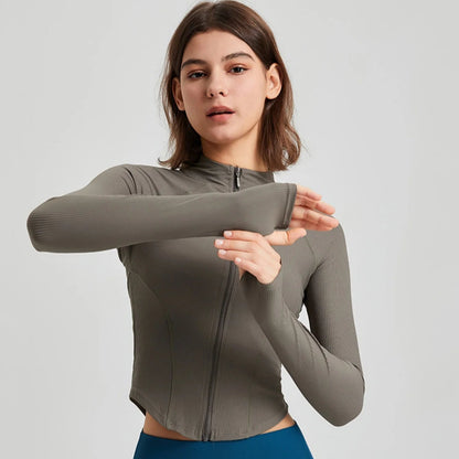 Long Sleeve Zipper Sports Top