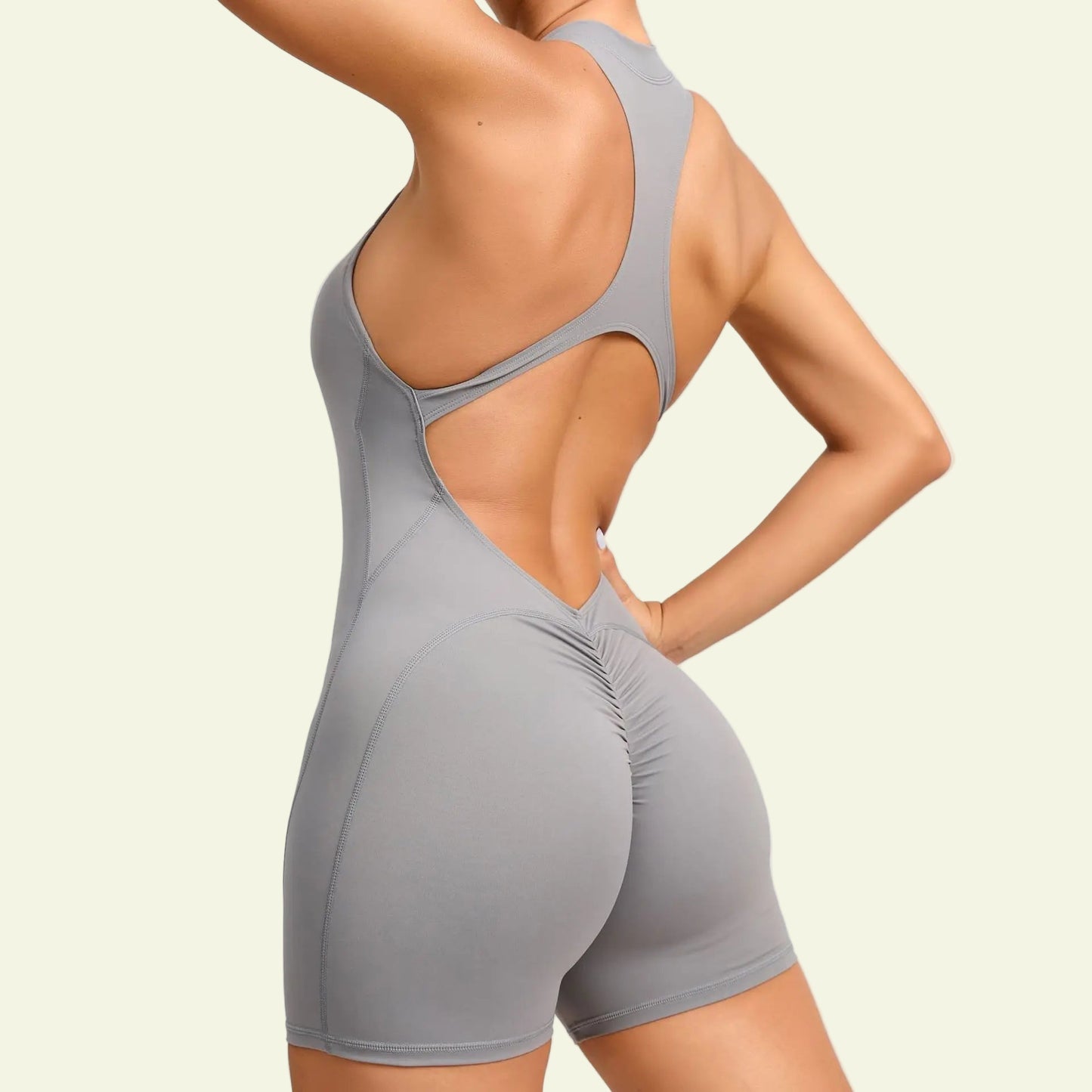 Zip-Up Scrunch Butt Yoga Romper