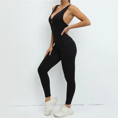 One-Piece Jumpsuit – Padded Cup, Long Pants Fitness Outfit