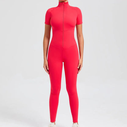 Short sleeves Full body Jumpsuit with Zipper