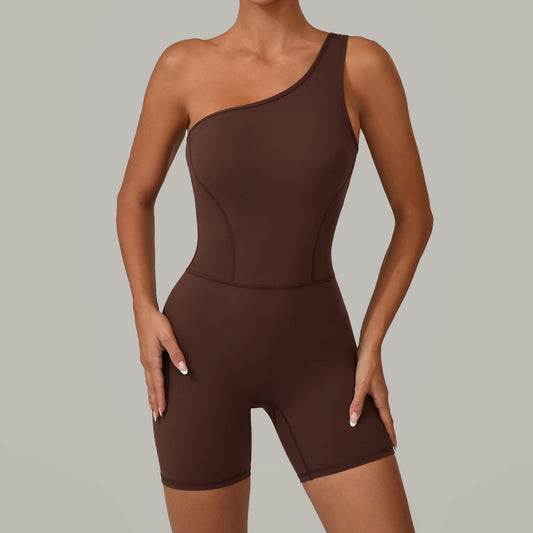 One-Shoulder Backless Yoga Jumpsuit