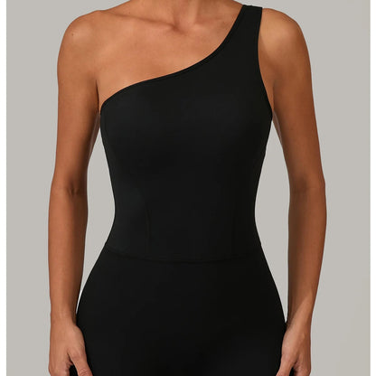 One-Shoulder Backless Yoga Jumpsuit