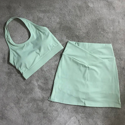 Fitness Yoga Shorts Skirt Set