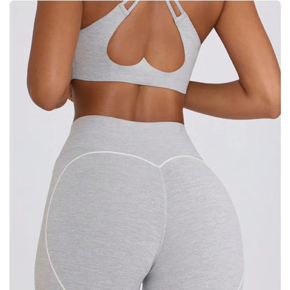 Strappy Bra & Seamless Shorts Yoga Set