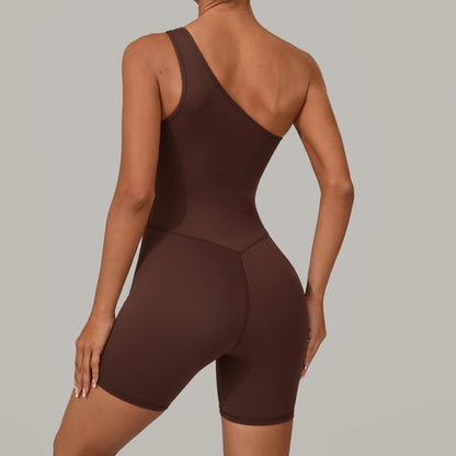 One-Shoulder Backless Yoga Jumpsuit