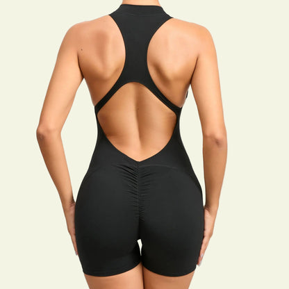 Zip-Up Scrunch Butt Yoga Romper
