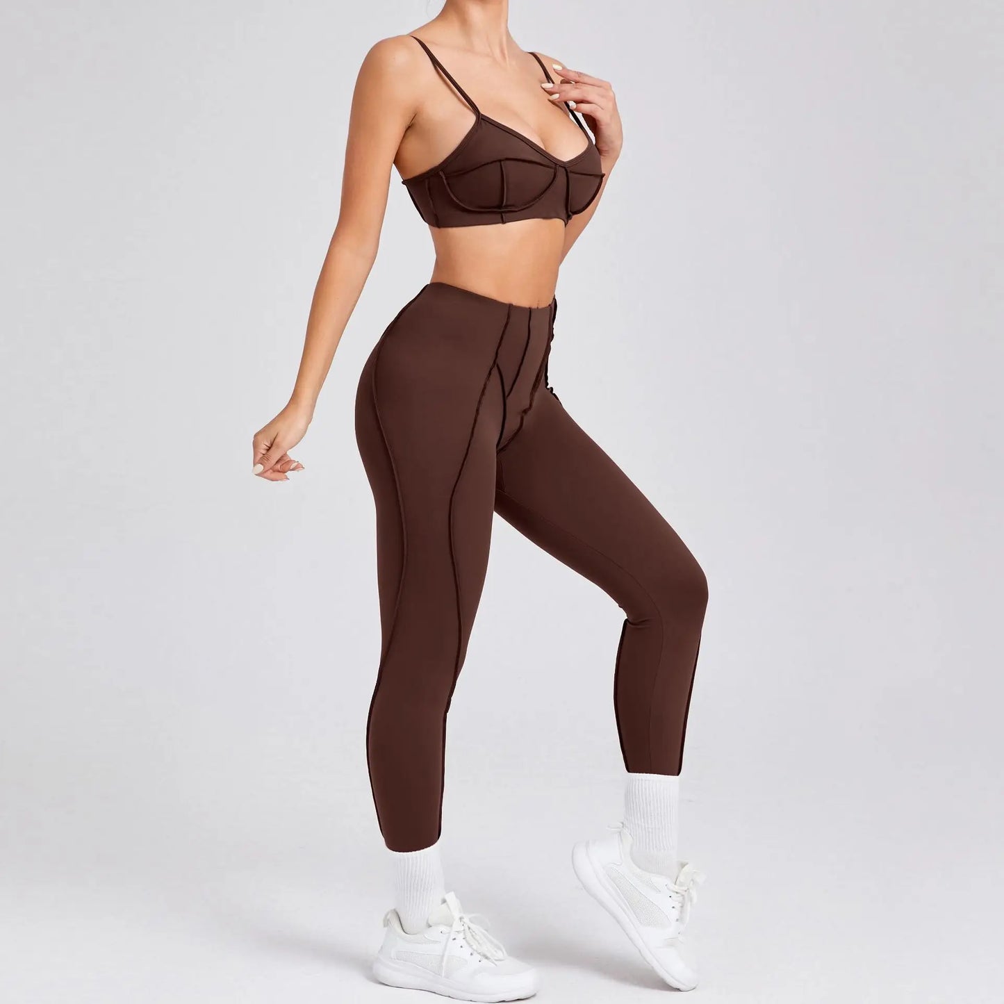 Curve-Enhancing Yoga Set with Push-Up Bra & Flexible Leggings