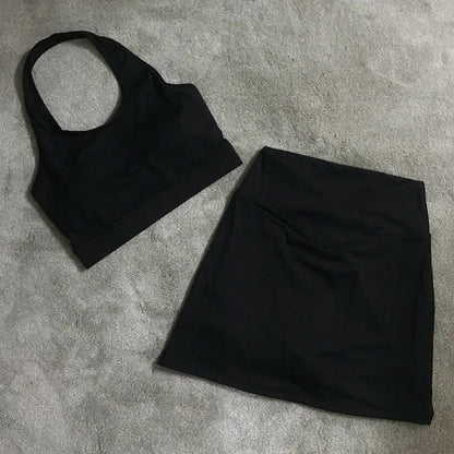 Fitness Yoga Shorts Skirt Set