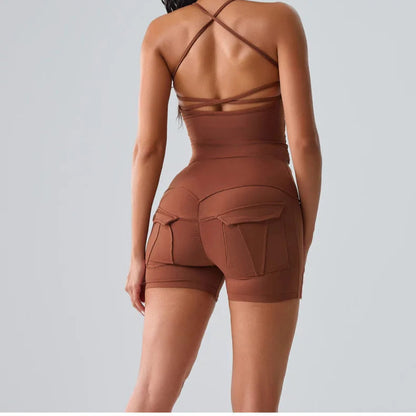 Yoga Sleeveless Sexy Top & High Waist Shorts