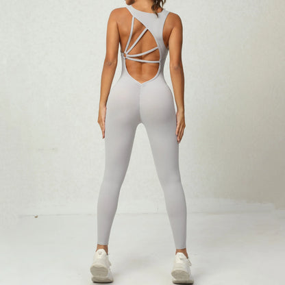 One-Piece Jumpsuit – Padded Cup, Long Pants Fitness Outfit