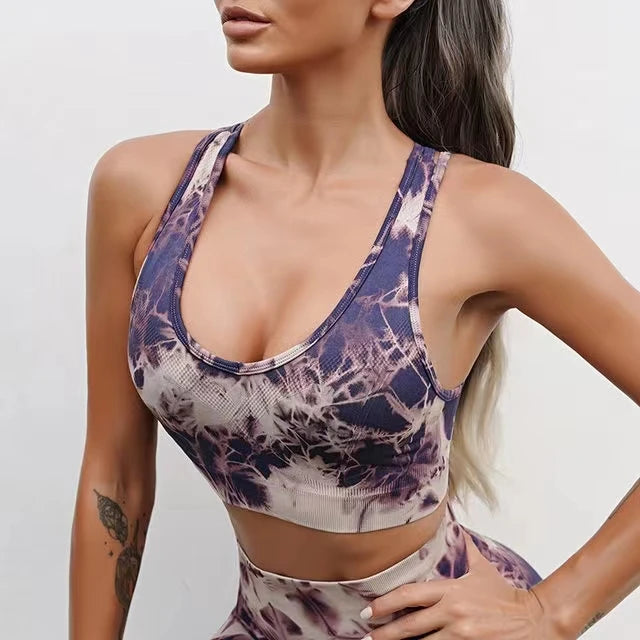 Sexy Tie-Dye Yoga Shorts & Bra Set