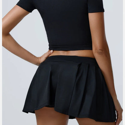 Sport Top & High Waist Skirt Shorts