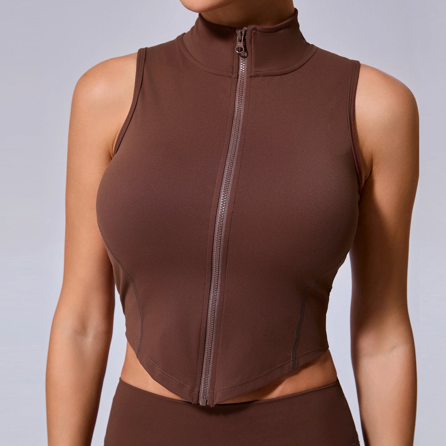 Non Pad Zipper Sports Top