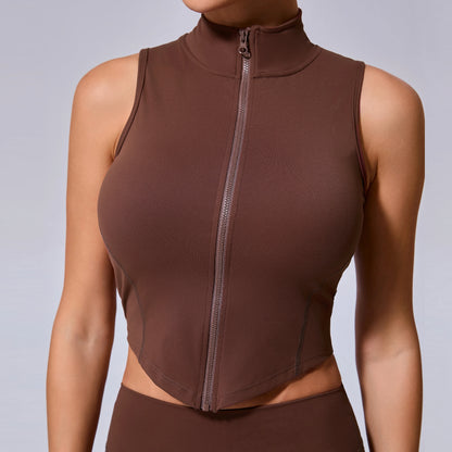 Non Pad Zipper Sports Top