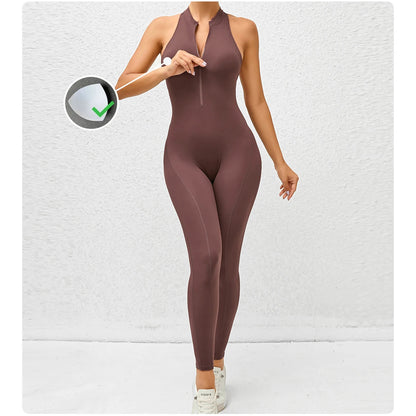 Women’s Zipper Padded Yoga Romper