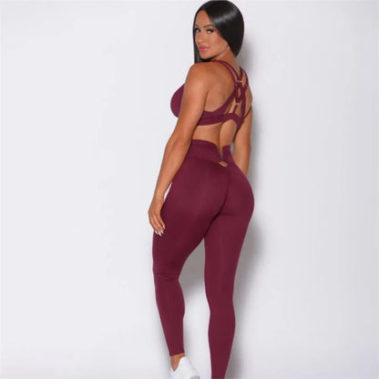 V-Back Leggings & Sports Bra Set