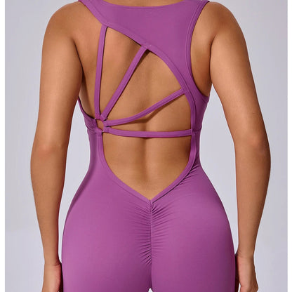 Stretch-Fit Padded Workout Jumpsuit