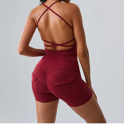 Yoga Sleeveless Sexy Top & High Waist Shorts