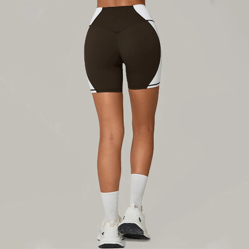 Color Clash High-Waist Butt Lift Yoga Shorts