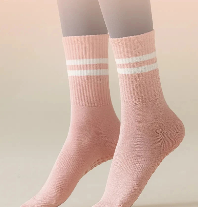 GripCore Mid-Tube Yoga Socks (3 Pairs)