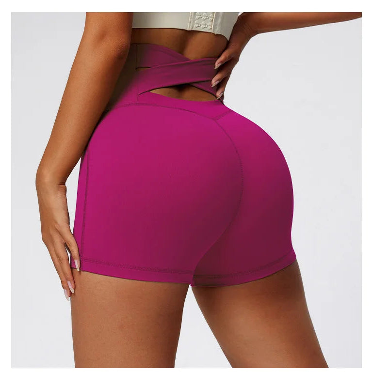 Cross back High Waist Yoga Shorts