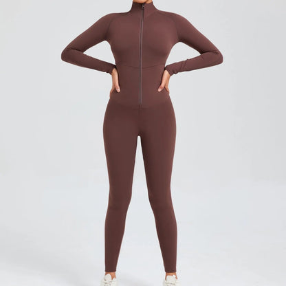 Long Zip Sports Jumpsuit
