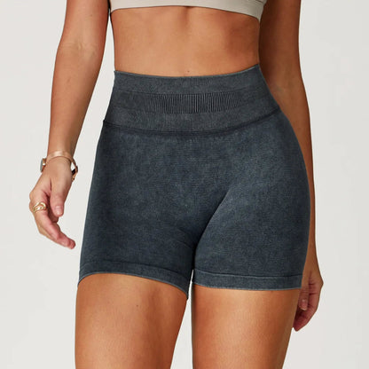 High Waist Sand-Washed Shorts