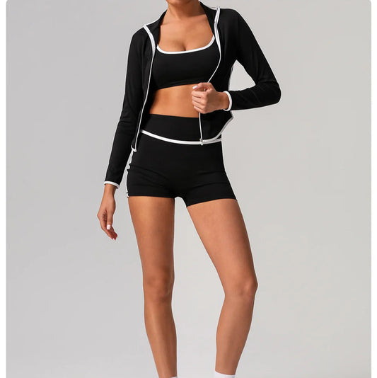 3 Piece Yoga Training Shorts and Coat