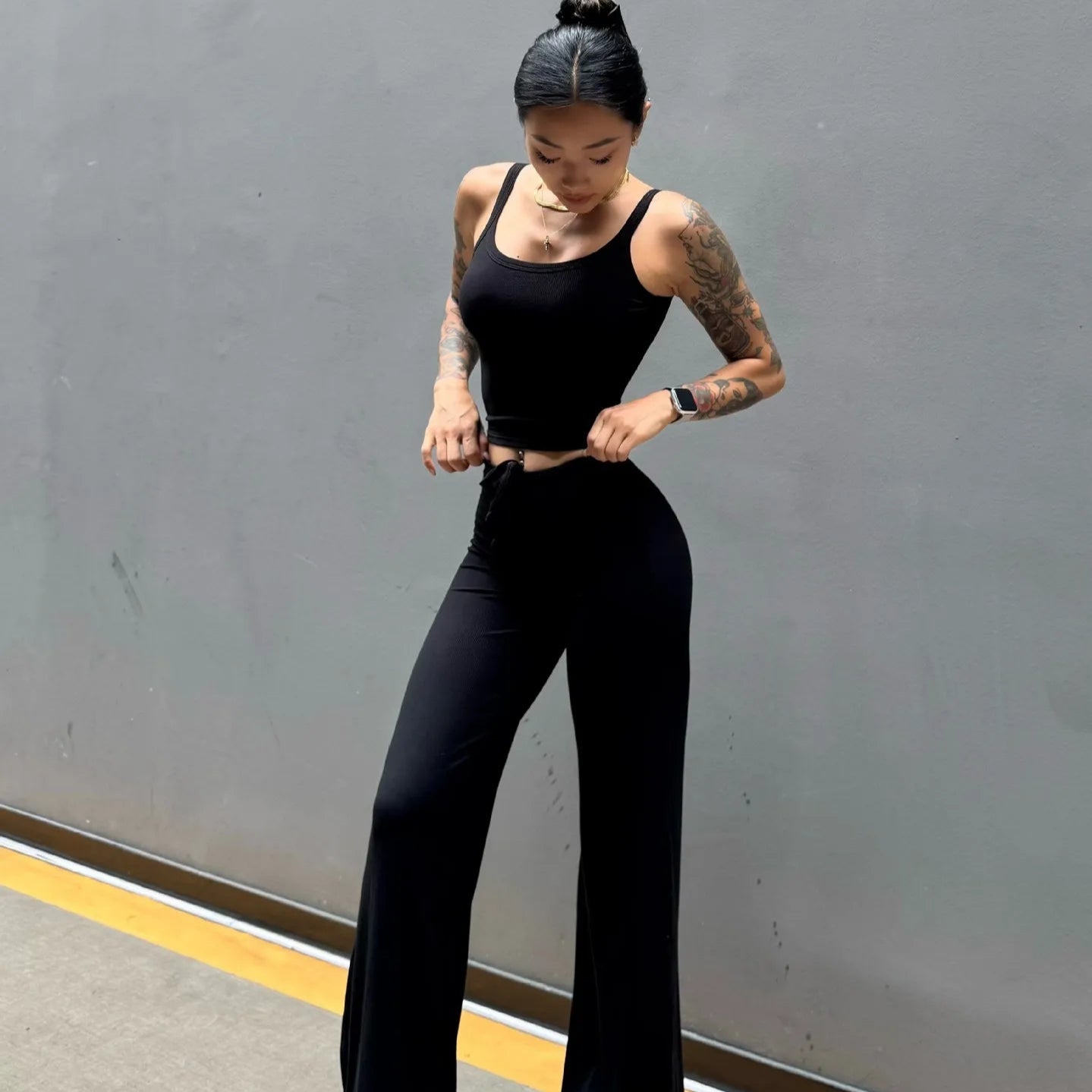 High-waisted booty-enhancing yoga pants