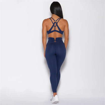 V-Back Leggings & Sports Bra Set