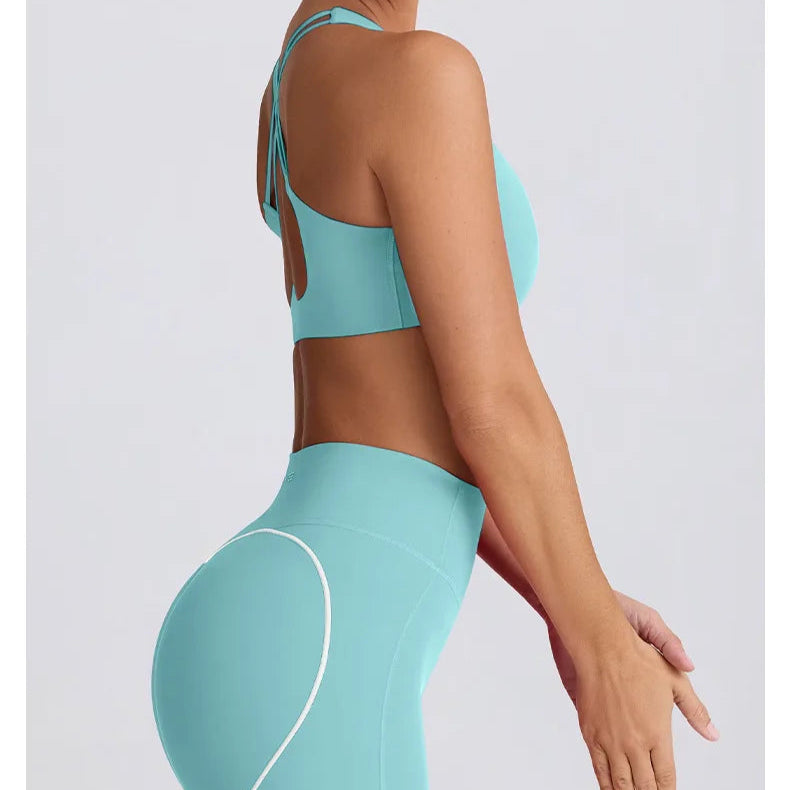 Strappy Bra & Seamless Shorts Yoga Set