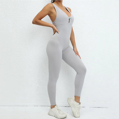 One-Piece Jumpsuit – Padded Cup, Long Pants Fitness Outfit