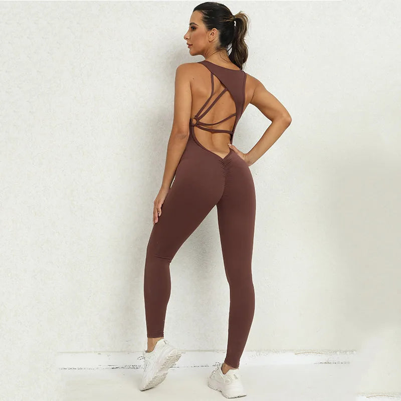 One-Piece Jumpsuit – Padded Cup, Long Pants Fitness Outfit