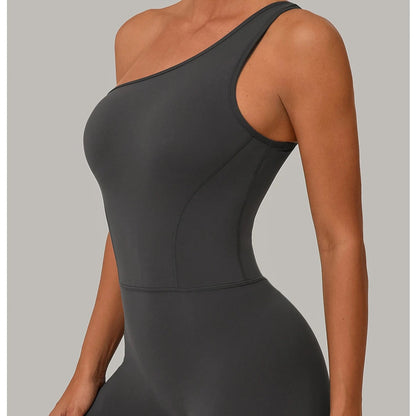 One-Shoulder Backless Yoga Jumpsuit
