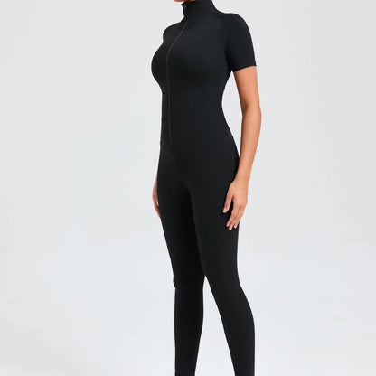 Short sleeves Full body Jumpsuit with Zipper