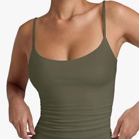 Square-Neck Cardio Tank With Built-In Bra