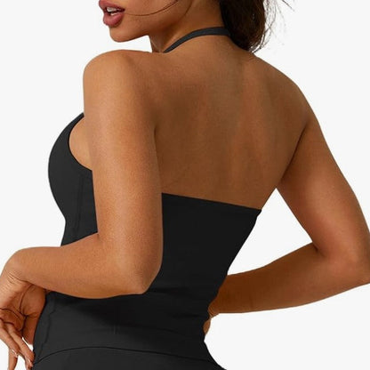 V-Neck Halter Yoga Top with Built-In Bra