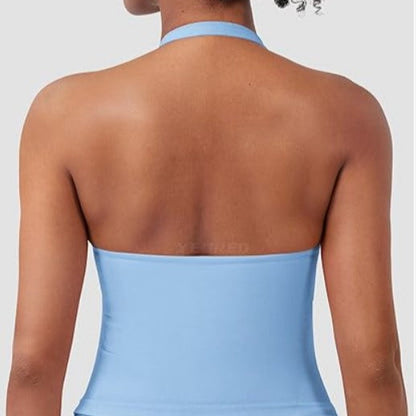 V-Neck Halter Yoga Top with Built-In Bra