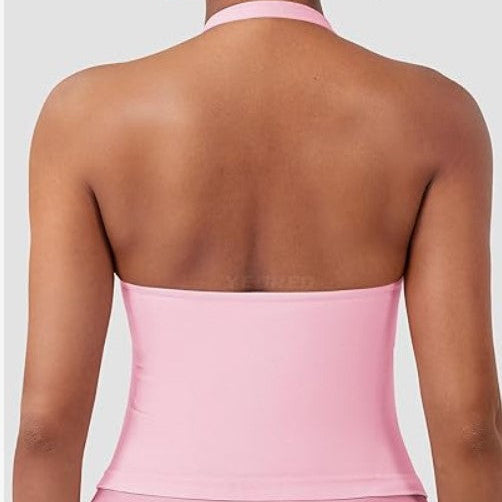 V-Neck Halter Yoga Top with Built-In Bra