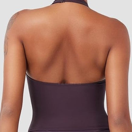 V-Neck Halter Yoga Top with Built-In Bra